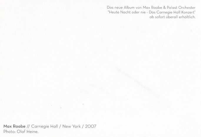 Autogramm Klassik / Pop | Max RAABE | 2007 (Portrait SW Carnegie Hall)