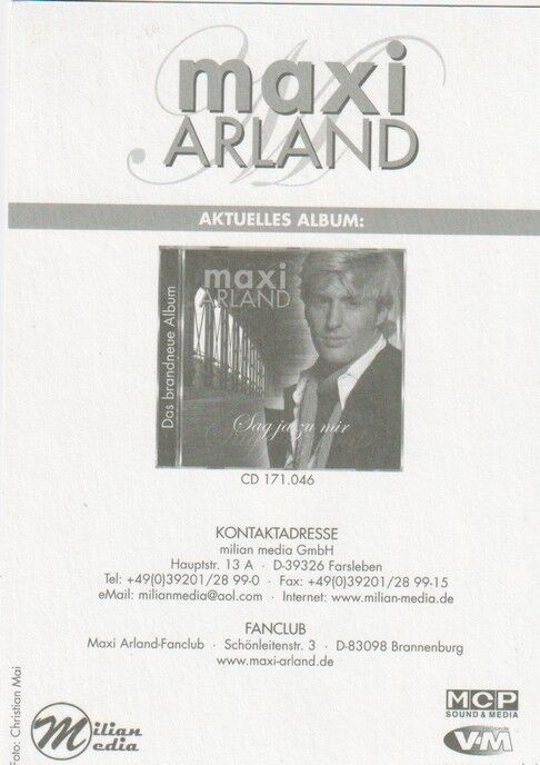 Autogramm Schlager | Maxi ARLAND | 2009 "Sag Ja Zu Mir" (Portrait Color Milian) ARD