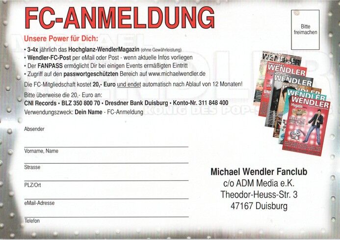 AK Schlager | Michael WENDLER | 2000er (Portrait Color Fanclub)