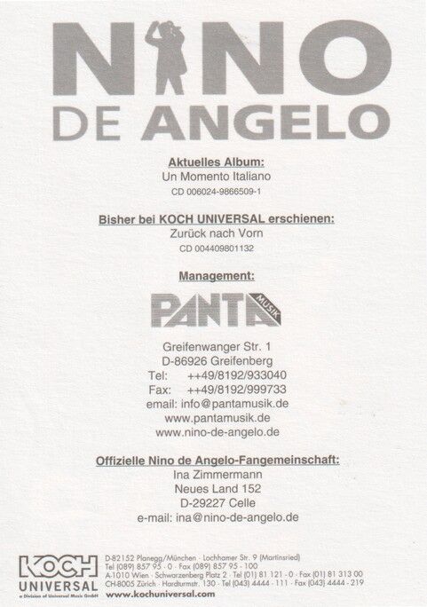 Autogramm Schlager | Nino DE ANGELO | 2004 "Un Momento Italiano" (Portrait Color Koch)