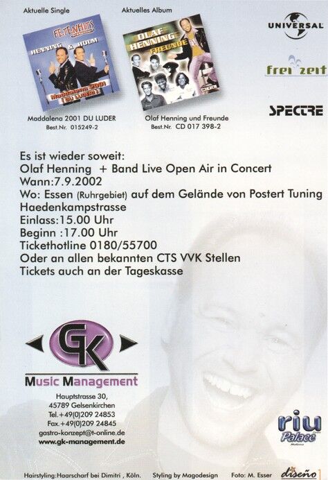 Autogramm Schlager | Olaf HENNING | 2001 "OH Und Freunde" (Portrait Color)