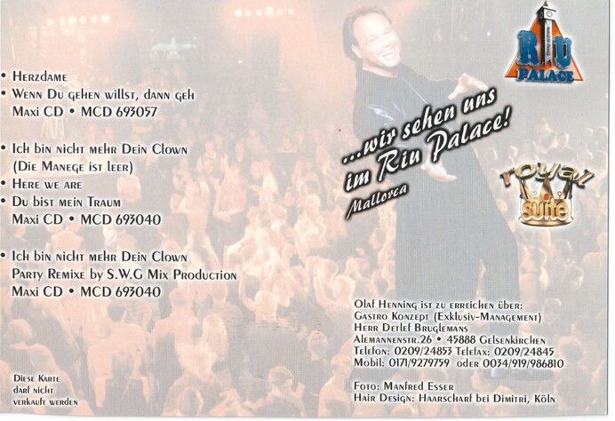 Autogramm Schlager | Olaf HENNING | 2000er (Portrait Color Riu Palace)