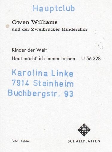 Autogramm Schlager | Owen WILLIAMS | 1974 "Kinder Der Welt" (Portrait Color Telefunken)