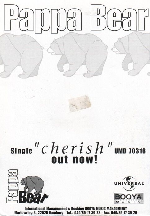 Autogramm Rap (NL) | PAPPA BEAR | 1997 "Cherish" (Portrait Color Booya)