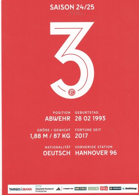 Autogramm Fussball | Fortuna Düsseldorf | 2024 | Andre HOFFMANN