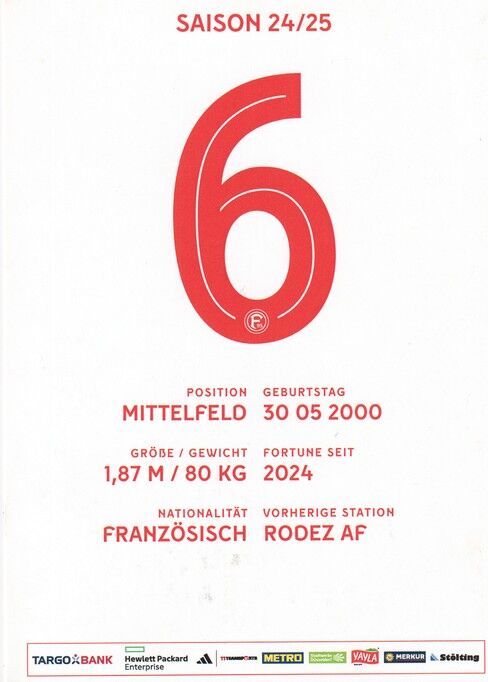 Autogramm Fussball | Fortuna Düsseldorf | 2024 | Giovanni HAAG