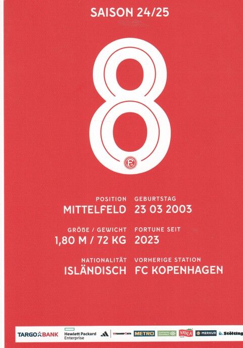 Autogramm Fussball | Fortuna Düsseldorf | 2024 | Isak BERGMANN JOHANNESSON