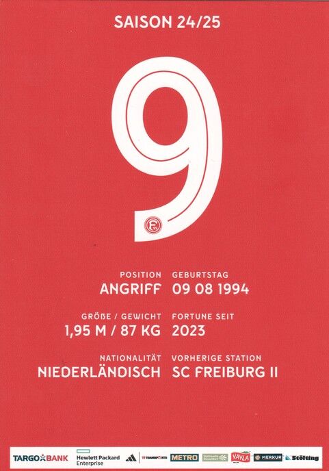 Autogramm Fussball | Fortuna Düsseldorf | 2024 | Vincent VERMEIJ