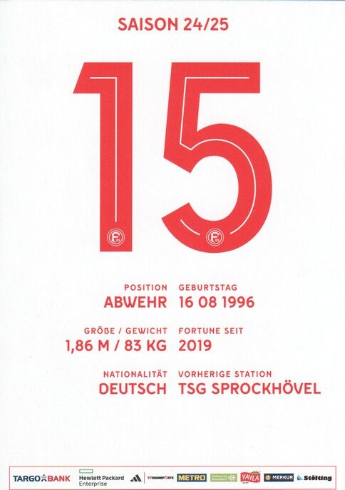 Autogramm Fussball | Fortuna Düsseldorf | 2024 | Tim OBERDORF