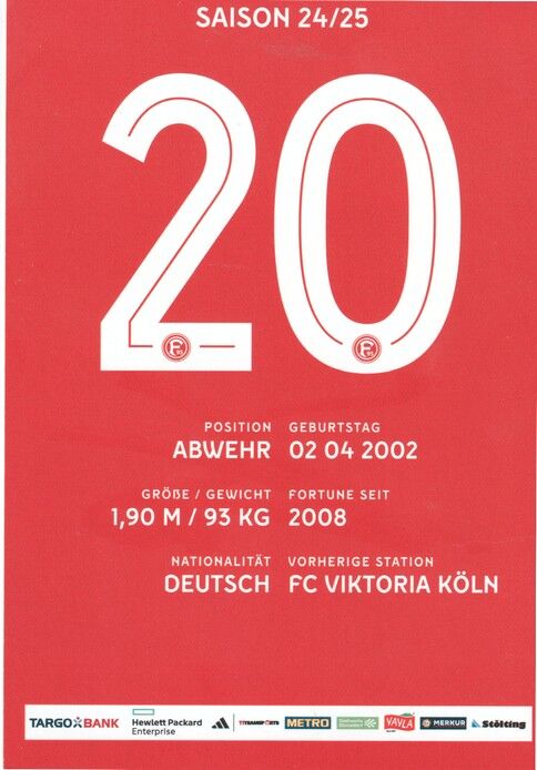 Autogramm Fussball | Fortuna Düsseldorf | 2024 | Jamil SIEBERT