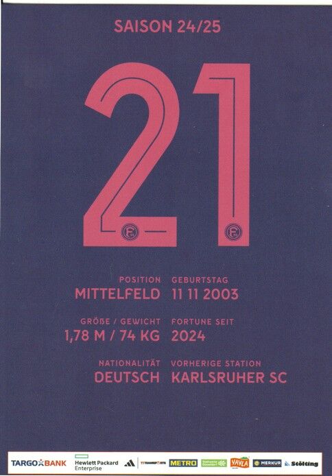 Autogramm Fussball | Fortuna Düsseldorf | 2024 | Tim ROSSMANN