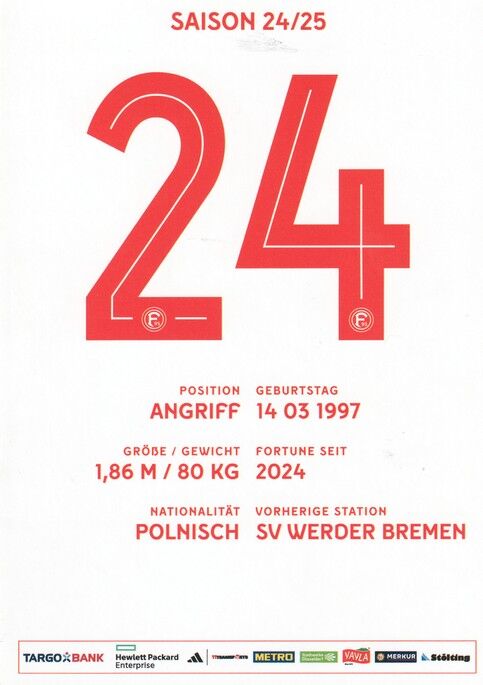 Autogramm Fussball | Fortuna Düsseldorf | 2024 | Dawid KOWNACKI