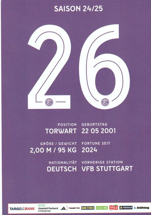 Autogramm Fussball | Fortuna Düsseldorf | 2024 | Florian SCHOCK