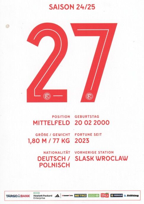 Autogramm Fussball | Fortuna Düsseldorf | 2024 | Dennis JASTRZEMBSKI