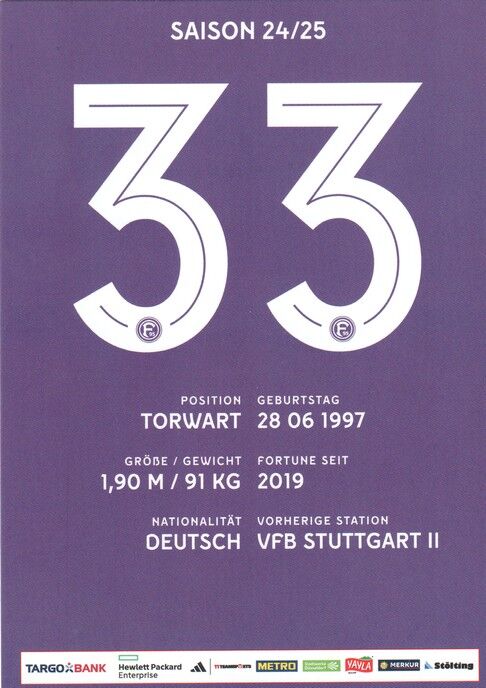 Autogramm Fussball | Fortuna Düsseldorf | 2024 | Florian KASTENMEIER