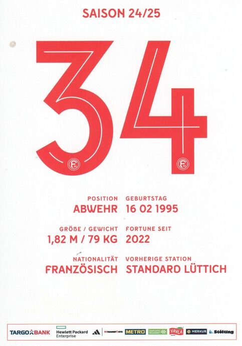 Autogramm Fussball | Fortuna Düsseldorf | 2024 | Nicolas GAVORY