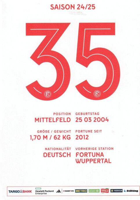 Autogramm Fussball | Fortuna Düsseldorf | 2024 | Daniel BUNK