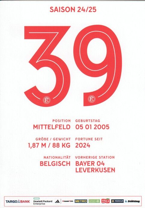 Autogramm Fussball | Fortuna Düsseldorf | 2024 | Noah MBAMBA