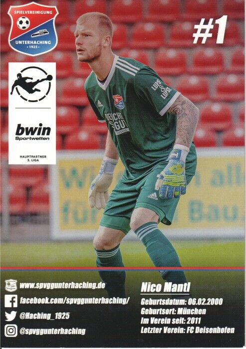 Autogramm Fussball | SpVgg Unterhaching | 2020 | Nico MANTL