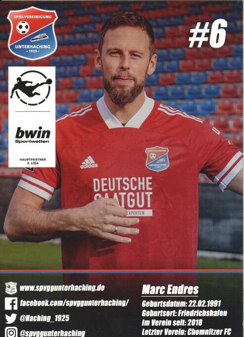 Autogramm Fussball | SpVgg Unterhaching | 2020 | Marc ENDRES