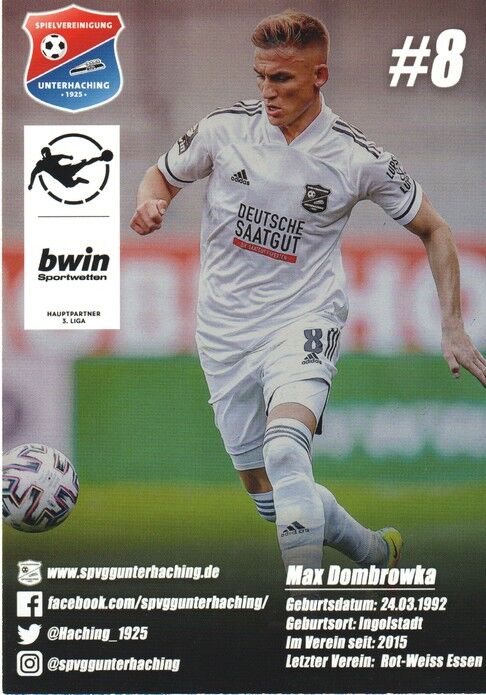 Autogramm Fussball | SpVgg Unterhaching | 2020 | Max DOMBROWKA