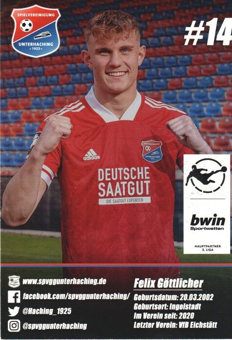 Autogramm Fussball | SpVgg Unterhaching | 2020 | Felix GÖTTLICHER