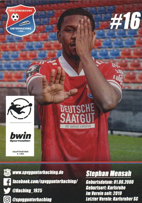 Autogramm Fussball | SpVgg Unterhaching | 2020 | Stephan MENSAH