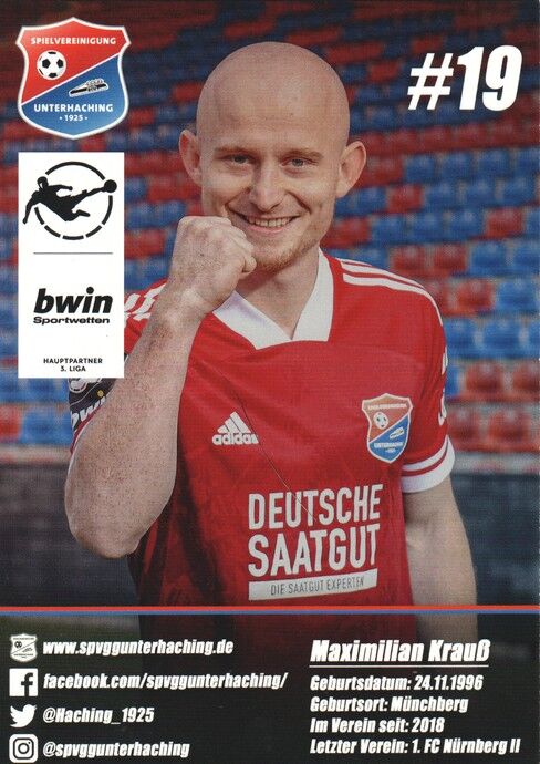Autogramm Fussball | SpVgg Unterhaching | 2020 | Maximilian KRAUSS