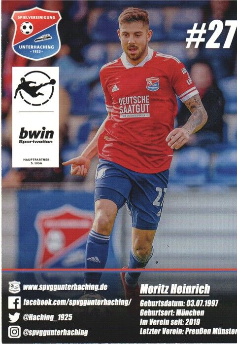 Autogramm Fussball | SpVgg Unterhaching | 2020 | Moritz HEINRICH