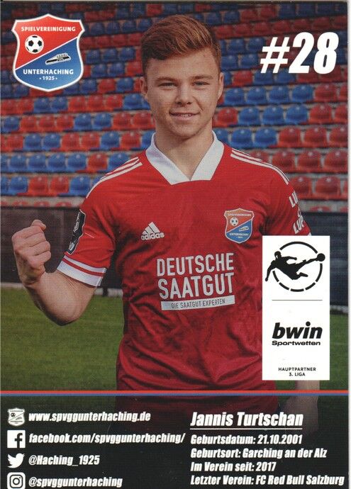 Autogramm Fussball | SpVgg Unterhaching | 2020 | Jannis TURTSCHAN