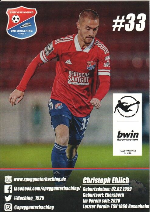 Autogramm Fussball | SpVgg Unterhaching | 2020 | Christoph EHLICH