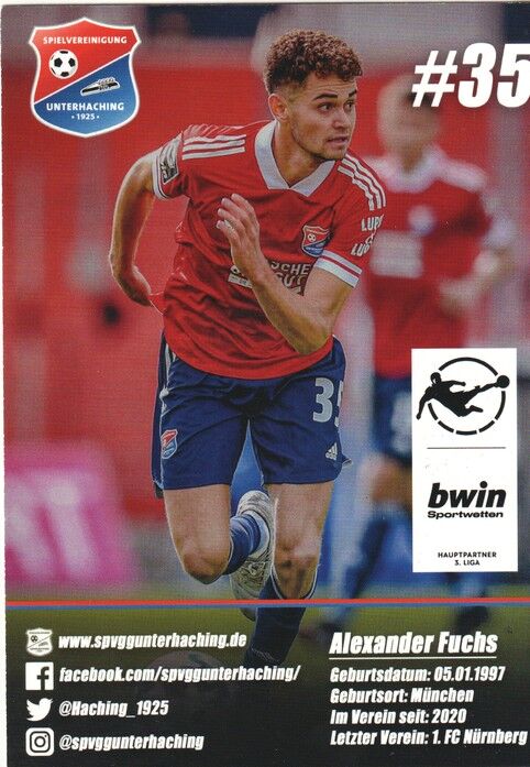 Autogramm Fussball | SpVgg Unterhaching | 2020 | Alexander FUCHS