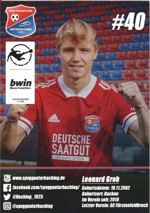 Autogramm Fussball | SpVgg Unterhaching | 2020 | Leonard GROB