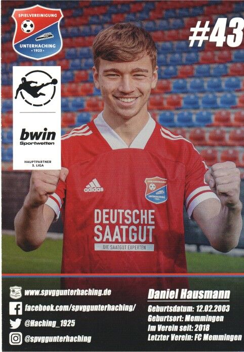 Autogramm Fussball | SpVgg Unterhaching | 2020 | Daniel HAUSMANN