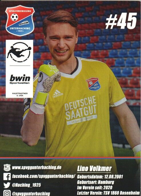 Autogramm Fussball | SpVgg Unterhaching | 2020 | Lino VOLKMER