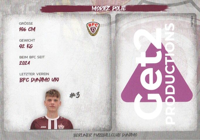 Autogramm Fussball | BFC Dynamo Berlin | 2025 | Moritz POLTE