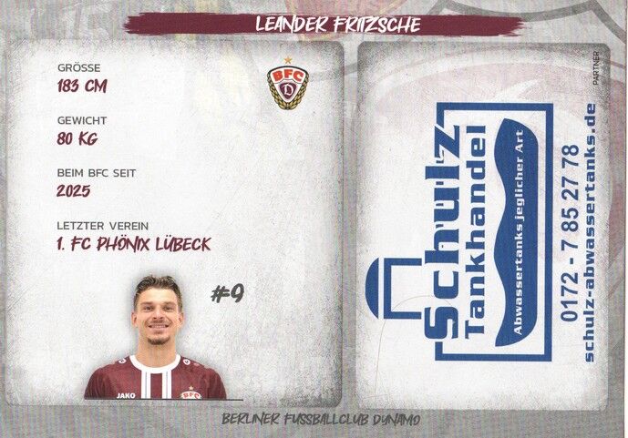 Autogramm Fussball | BFC Dynamo Berlin | 2025 | Leander FRITZSCHE