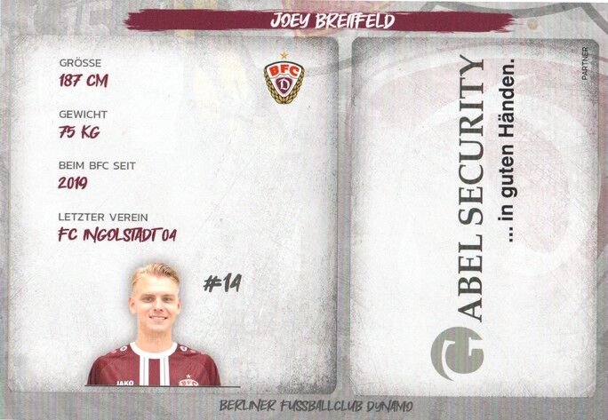Autogramm Fussball | BFC Dynamo Berlin | 2025 | Joey BREITFELD