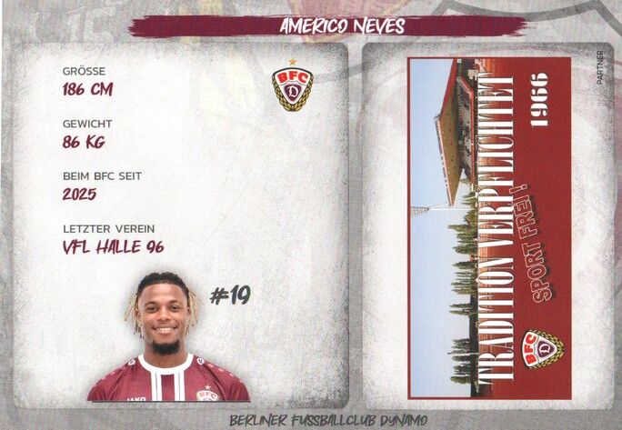 Autogramm Fussball | BFC Dynamo Berlin | 2025 | Americo NEVES