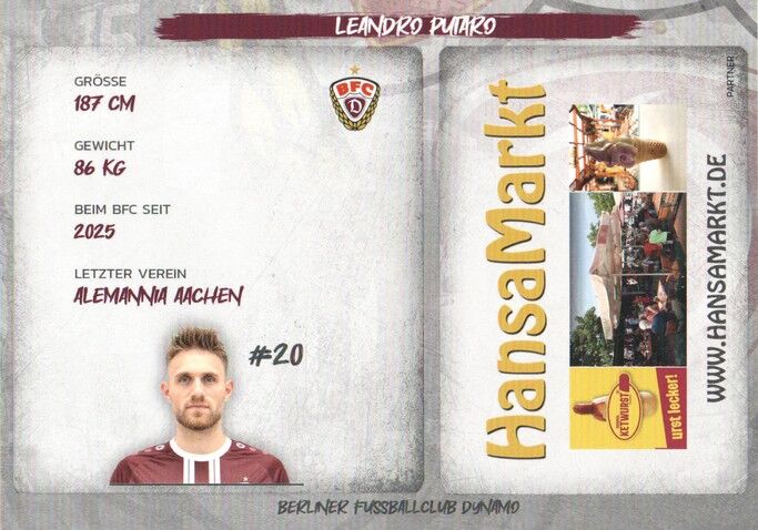 Autogramm Fussball | BFC Dynamo Berlin | 2025 | Leandro PUTARO