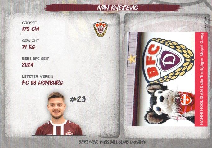 Autogramm Fussball | BFC Dynamo Berlin | 2025 | Ivan KNEZEVIC