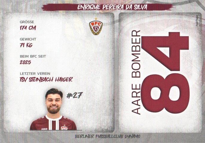 Autogramm Fussball | BFC Dynamo Berlin | 2025 | Enrique PEREIRA DA SILVA