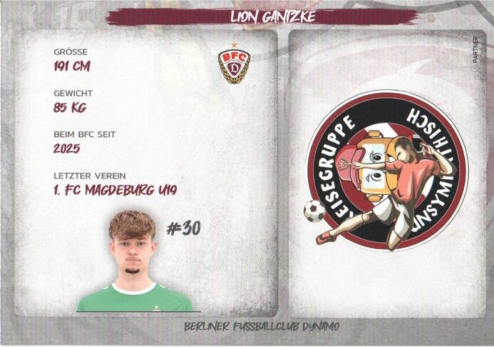 Autogramm Fussball | BFC Dynamo Berlin | 2025 | Lion GANITZKE