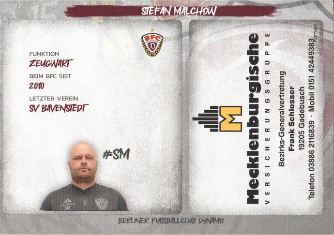 Autogramm Fussball | BFC Dynamo Berlin | 2025 | Stefan MALCHOW