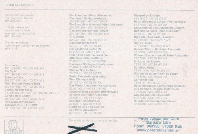 Autogramm Schlager | Peter ALEXANDER | 1982 "Immer Auf Die Kleinen" (Portrait Color Ariola) 2