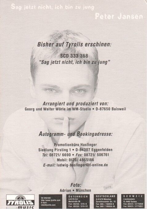 Autogramm Schlager | Peter JANSEN | 2000 "Sag Jetzt Nicht" (Portrait Color Tyrolis)