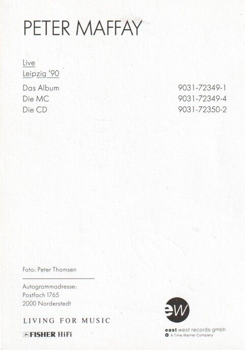 Autogramm Rock | Peter MAFFAY | 1990 "Leipzig Live" (Portrait Color EW)