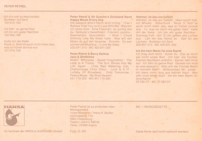 Autogramm Schlager | Peter PETREL | 1981 "Viel zu Bescheiden" (Portrait Color Hansa)