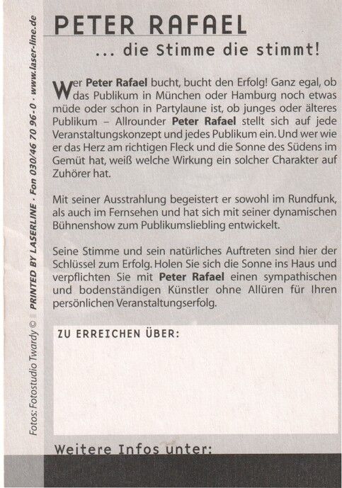 Autogramm Schlager | Peter RAFAEL | 2000er (Portrait Color Twardy)