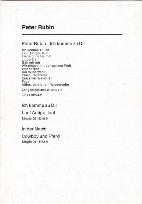 Autogramm Schlager | Peter RUBIN | 1971 "Ich Komme Zu Dir" (Portrait Color BASF) 2